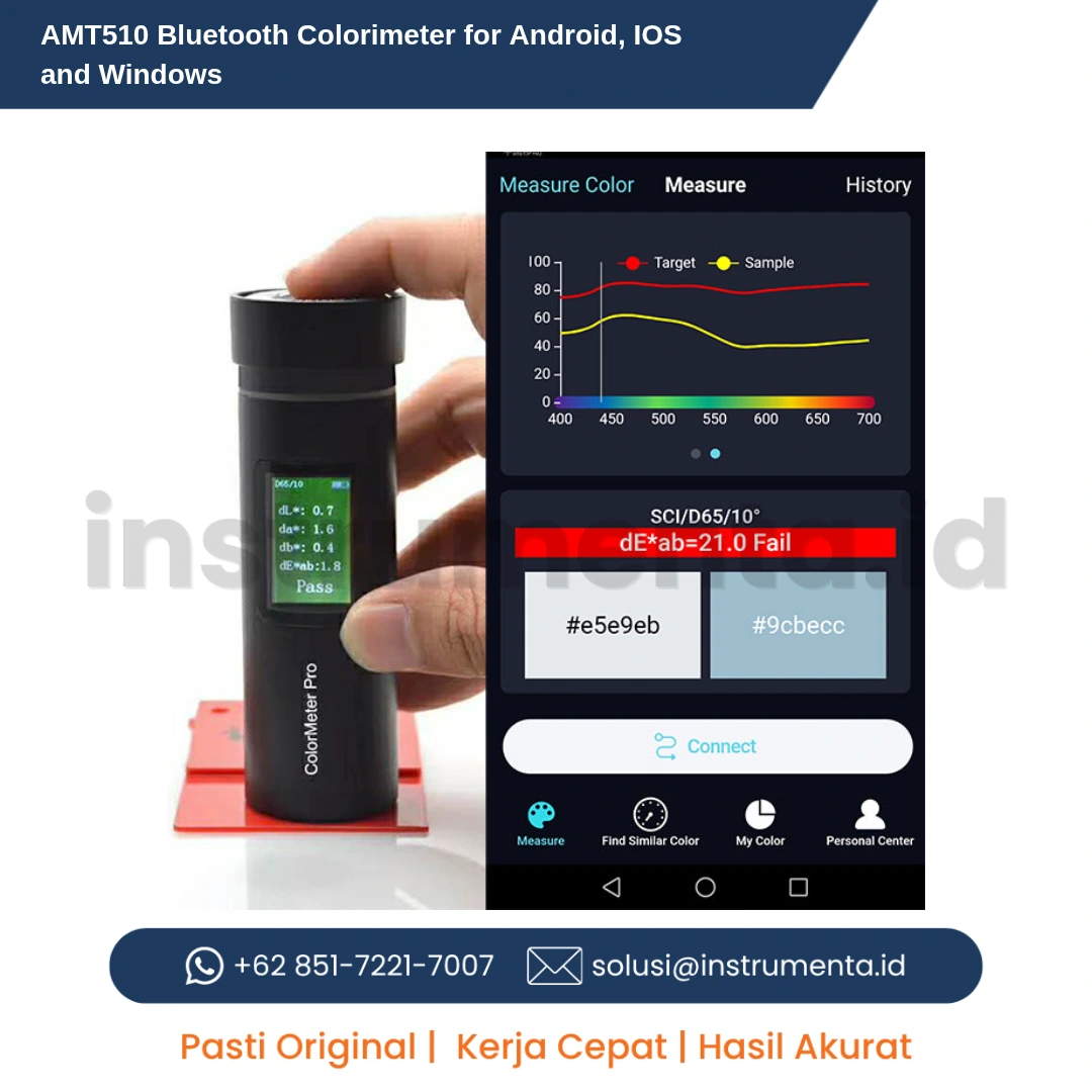 Distributor Resmi AMTAST AMT510 Bluetooth Colorimeter Alat Ukur Analisis Perbedaan Warna Digital
